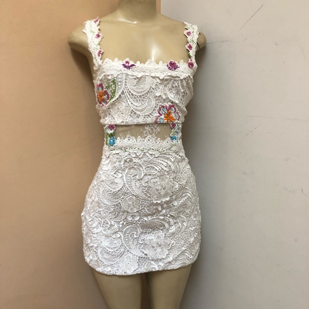 Stretch lace mini dress